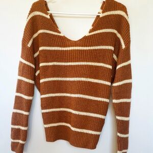 Active USA Brown Knit Sweater Knot Back